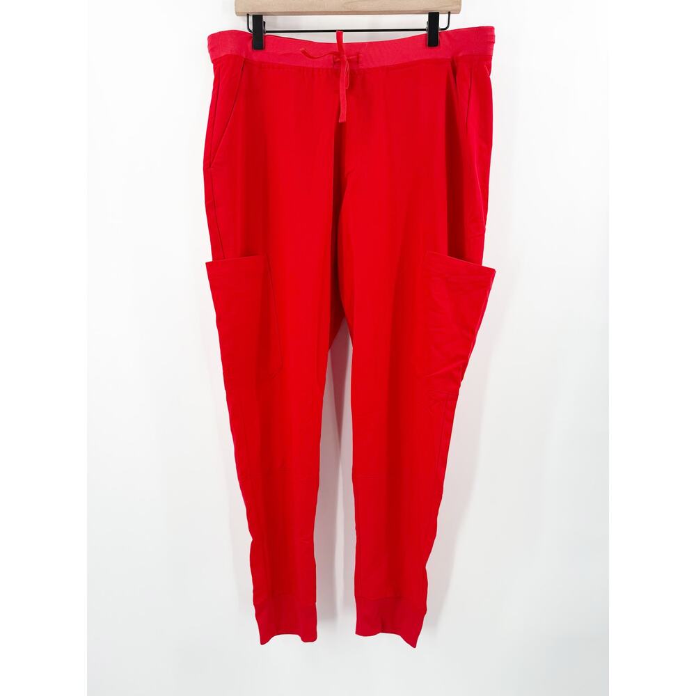 Mandala Scrub Joggers Women's Large Red Medical Comfort Multi-Pocket Equa-Tek